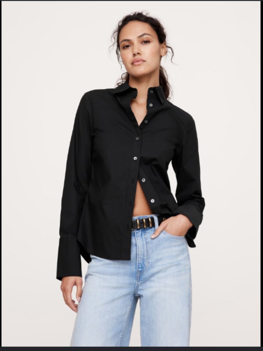 Banana Republic Black Tailored Button Down Shirt Size 8